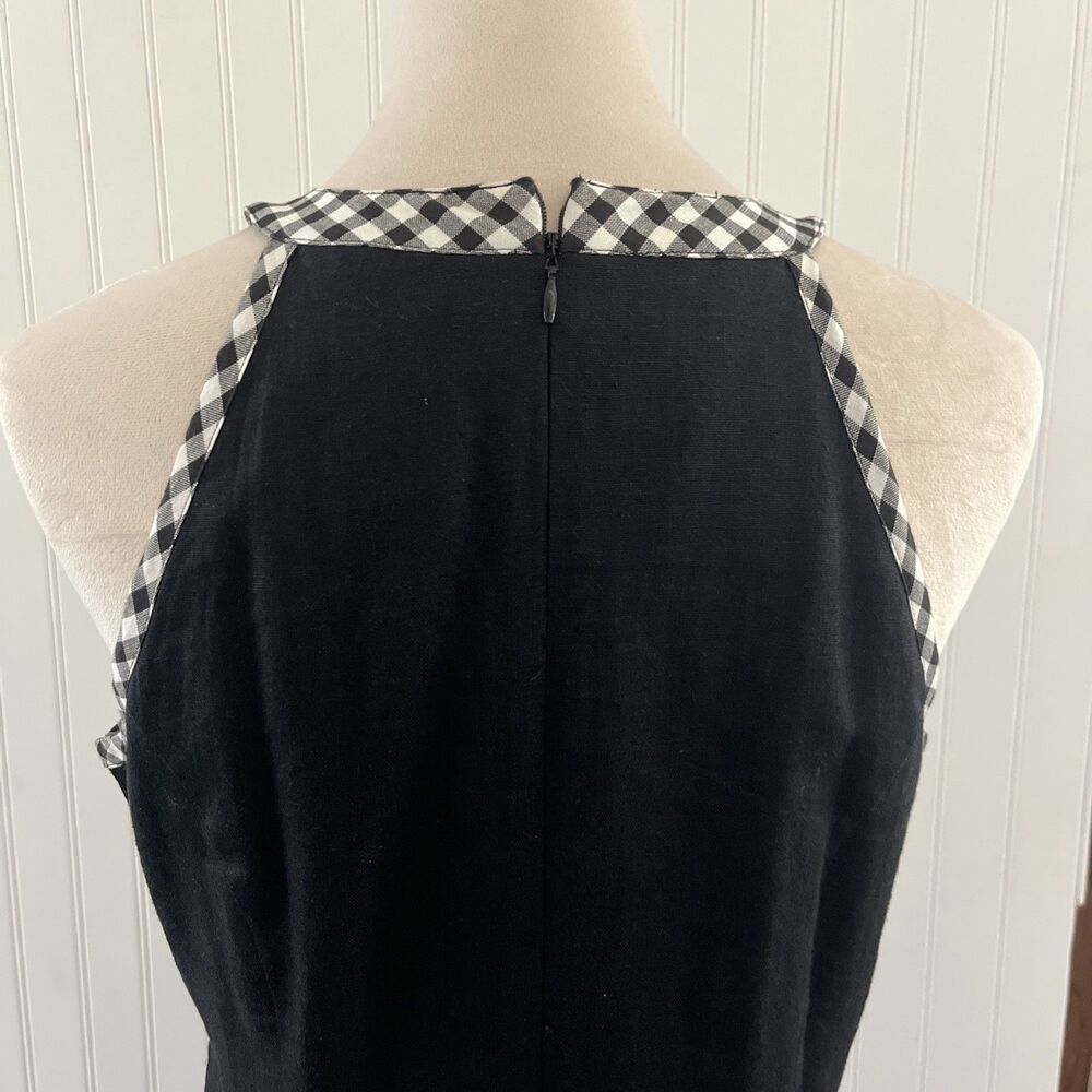 Jessica Howard Vintage Sleeveless Linen Blend Dress Daisy Appliqué B/W Trim Sz 8 - Picture 4 of 10